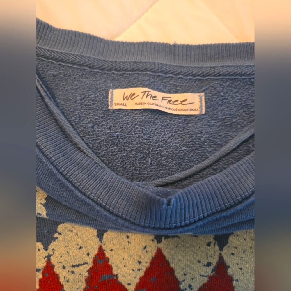 NWOT Free People Graphic Camden Ink Blue Combo - Picture 8 of 12